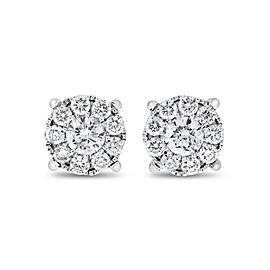 14k White Gold 0.94 Ct. Natural Illusion Studs Super Sparkle Earrings