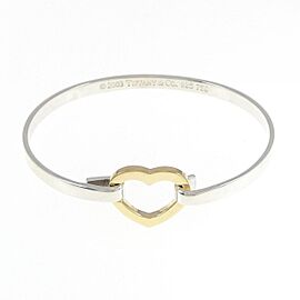 Tiffany & Co 925 Silver/18K Yellow Gold Heart Bangle E0792