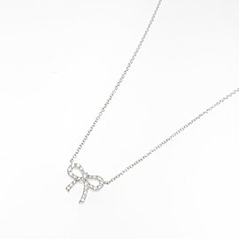 TIFFANY & Co 18K white Gold Metro Bow Mini Necklace LXGKM-50