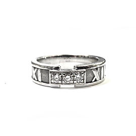 Tiffany & Co Atlas 18K White Gold with 3 Diamond Ring Size 6