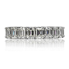 9 CARAT EMERALD CUT DIAMOND ETERNITY BAND IN 14K GOLD 40 POINTER U SHAPE SHARED PRONG BY MIKE NEKTA SIZE 5