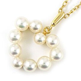 MIKIMOTO 18K Yellow Gold Heart Pearl Necklace LXWBJ-681