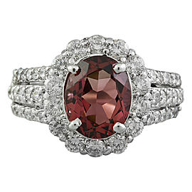 4.33 Carat Tourmaline 14K White Gold Diamond Ring