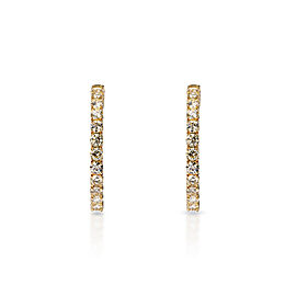 True Carat Round Brilliant Diamond Hoop Earrings in 14k Yellow Gold