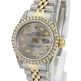 Silver Lady Datejust Diamond Dial Lugs Diamond Bezel 26mm-1990's Watch