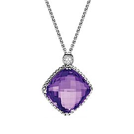 David Yurman Cushion On Point Pendant with Amethyst and Diamonds