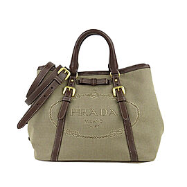 Prada Canapa Logo Canvas Satchel