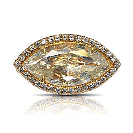 4 CARAT MARQUISE CUT LIGHT YELLOW DIAMOND ENGAGEMENT RING 18K GOLD GIA CERTIFIED 3CT SI1 BY MIKE NEKTA