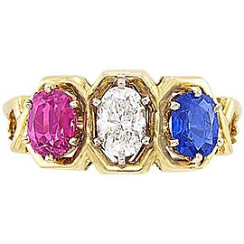 Gold, Diamond, Ruby and Sapphire Ring