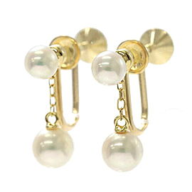 MIKIMOTO 18K Yellow Gold Akoya Pearl Earrings G0086