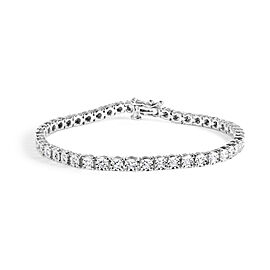 True 10k White Gold 1.0 Cttw Round-Cut Diamond Miracle Plate Tennis 7" Bracelet (I-J Color, SI2-I1 Clarity)