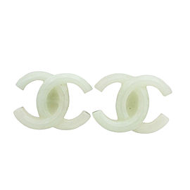 Chanel Silver Gold Tone Hardware and Plastic CC Logo Clip on Earrings