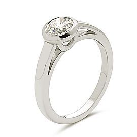 14K white gold bezal set cartier style solitaire engagement ring.