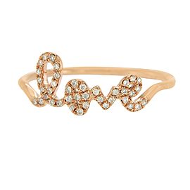 Sydney Evan 14K Rose Gold Pave Diamonds Love Ring Size 6.5