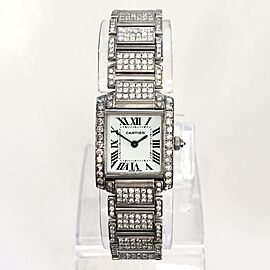 CARTIER TANK FRANCAISE Quartz 20mm Steel 5.5TCW Full DIAMOND Watch