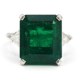 Van Cleefs & Arpels Colombian Emerald Platinum Ring Size 7.5