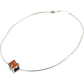 Hermes Silver Tone Metal H Cube Necklace