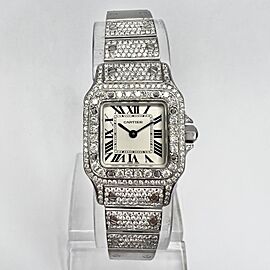 CARTIER SANTOS GALBEE 24mm Quartz Steel 235TCW Diamond Watch NEW Model