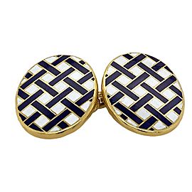 Tiffany & Co 18 Karat Yellow Gold Enamel Cufflinks