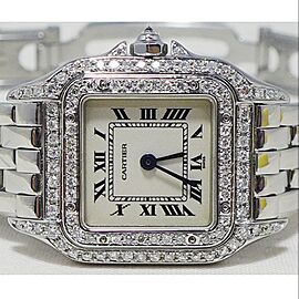 CARTIER PANTHERE 22mm Quartz Steel ~1TCW DIAMOND Watch