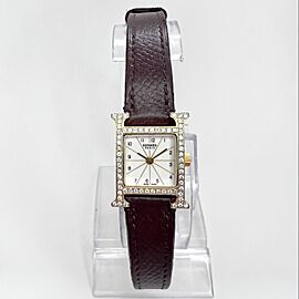 HERMES HEURE H Mini Two Tone 0.48TCW DIAMOND Watch Hermès Leather Band