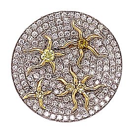 1.76 Carat Yellow and White Diamond Star Motif Ring