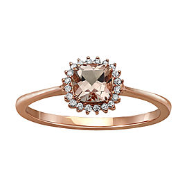 10K Rose Gold Morganite and Diamond Ring Size 8