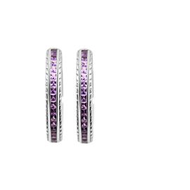 Judith Ripka Sterling Silver Amethyst Hoop Earrings