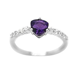 18k White Gold Amethyst and Diamond Ring