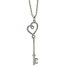 Sterling Silver Heart Diamond Key Necklace