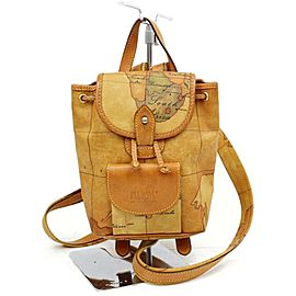 Alviero Martini Prima Classe Atlas Map 872433 Light Brown Coated Canvas Backpack