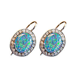 Andrea Fohrman 18K White Gold Australian Opal and Diamond Earrings