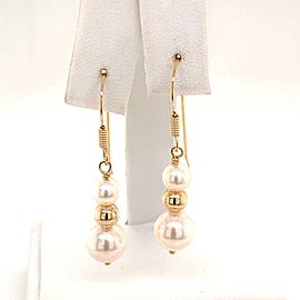 Akoya Pearl Earrings 14 KT Gold 8.10-5.50 mm Certified $799