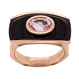 14k Rose Gold Onyx and Pink Stone Ring