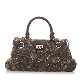 Ferragamo Gancini Marisa Tweed Satchel