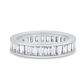 Platinum 3.41 Ct. Natural Diamond Baguette Channel Set Eternity Ring Band Size 6.5