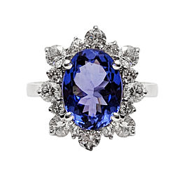 14K White Gold 4.68ct Tanzanite and 1.51ct Diamond Ring Size 7