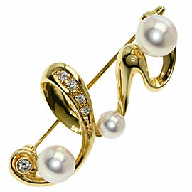 TASAKI 18k Yellow Gold Akoya Pearl Diamond Brooch LXGQJ-1200