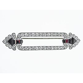 Art Deco Platinum, Diamond and Black Onyx Brooch