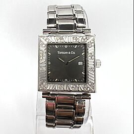 TIFFANY & CO. ATLAS Quartz Date 28mm Steel 0,50TCW DIAMONDS Watch