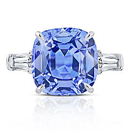 David Gross Cushion Blue Sapphire and Diamond Platinum Ring