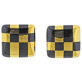 Tiffany & Co. Black Jade Inlay Gold Earrings