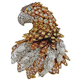 Gold Yellow White Black Diamond Eagle Brooch