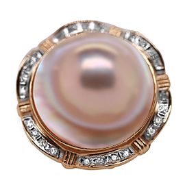 14K Mabe Pearl and Diamond Ring Size 7