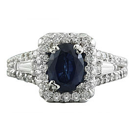 3.10 Carat Sapphire 14K White Gold Diamond Ring