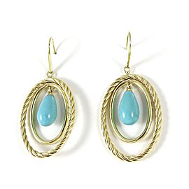 David Yurman 18K Yellow Gold Turquoise Oval Mobile Earrings