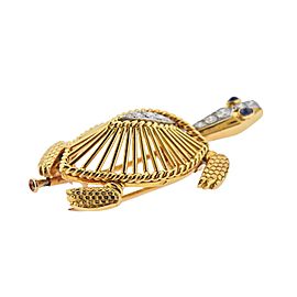 Cartier Paris Diamond Sapphire Gold Platinum Turtle Brooch Pin