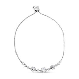 True 14K White Gold 3/4 Cttw Round Diamond Adjustable 7" to 9.5" Inch Bolo Link Bracelet (I-J Color, I1-I2 Clarity)