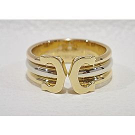 Cartier Double C Ring 18K Yellow, White and Rose Gold Size 4