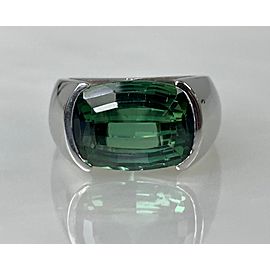 14K White Gold Oval Cut Green Tourmaline Ring